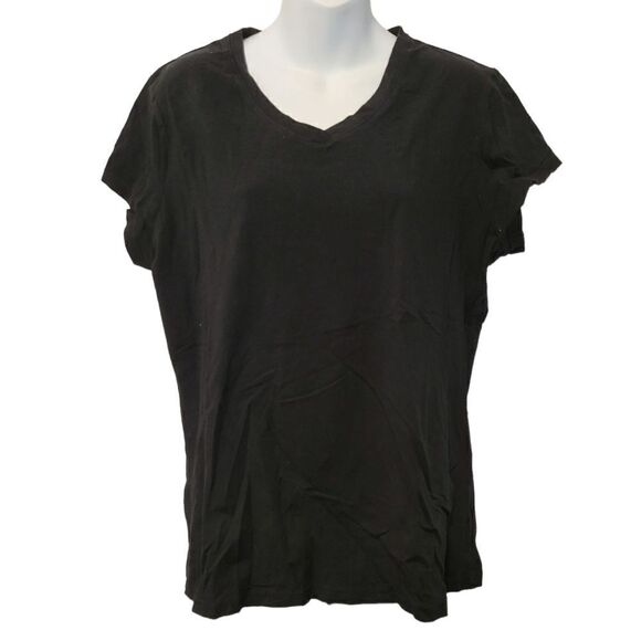 2/$20 George Plain Black 95% Cotton Top Tee T-shirt Size: XL - Picture 1 of 4